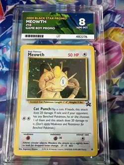 Pokemon TCG Meowth Black Star Promo 10 Holo Rare Card 2000 Game Boy Ace 8 - Image 1