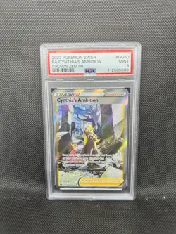 2023 POKEMON SWORD & SHIELD CROWN ZENITH #GG60 FULL ART/CYNTHIA'S AMBITION PSA 9 - Image 1