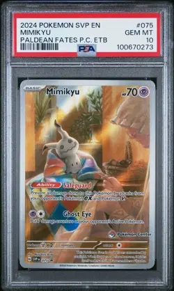 PSA 10 Mimikyu 075 Black Star Promo Paldean Fates Pokemon Center ETB Pokemon - Image 1