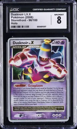 2008 POKEMON STORMFRONT - HOLO #96/100 DUSKNOIR LV.X CGC 8 - Image 1