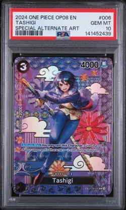 2024 ONE PIECE OP08 #006 TWO LEGENDS TASHIGI SP SPECIAL ALT ART PSA 10 GEM MINT - Image 1