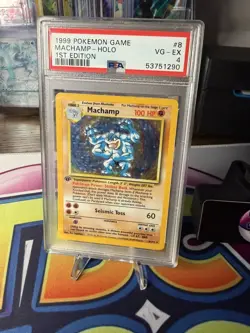 1999 Pokemon TCG - Machamp #8 1st Edition Holo - PSA 4 - Image 1