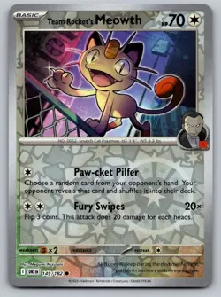 Team Rocket's Meowth 149/182 Common Destined Rivals Pokemon Reverse Holo NM - Image 1