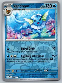 Vaporeon 022/131 Holo Rare Prismatic Evolutions Pokemon Reverse Holo Near Mint - Image 1