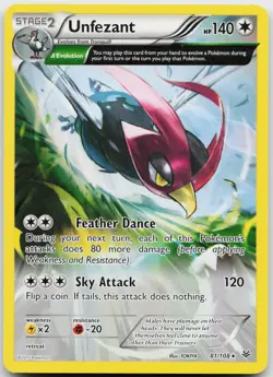 Unfezant 81/108 Rare Roaring Skies Pokemon Near Mint - Image 1