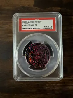 2025 Pokemon Coin Promo PSA 8 Lot - Marnie, Lillie, Eevee Graded Coins - Image 2