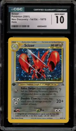 Pokemon Scizor Neo Discovery 1st Edition Holo Rare #10 CGC 10 Gem Mint - Image 1