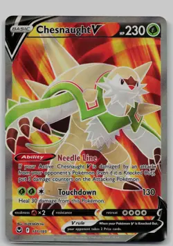Chesnaught V 171/195 Ultra Rare Silver Tempest Pokemon Holo Near Mint - Image 1