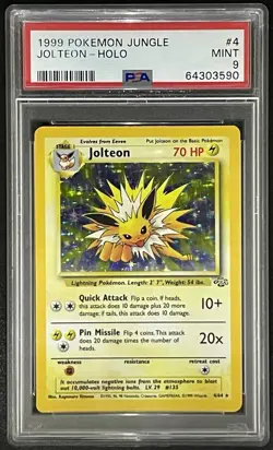 Jolteon PSA 9 1999 Pokemon Jungle Holo Rare 4/64 Unlimited English - Image 1