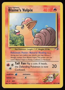 Pokemon Vintage Blaine's Vulpix 065/132 Gym Heroes Non-Holo - HP / DMG - Image 1