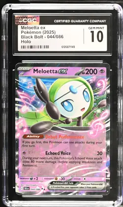 Meloetta EX 044/086 Holo Black Bolt Pokemon CGC 10 Gem Mint - Image 1