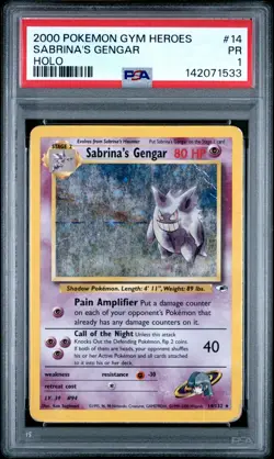 Sabrina's Gengar 14/132 2000 Gym Heroes Unlimited Holo PSA 1 Pokemon TCG - Image 1