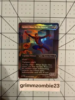 MTG Foil Spider-Man, To the Rescue (Borderless) Card #335 Marvel Super Heroes - Image 1