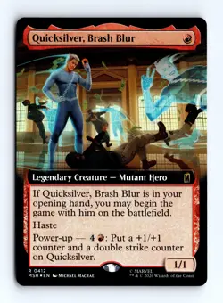 Quicksilver, Brash Blur (Extended Art) (Foil) 0412 MTG Marvel Super Heroes (MSH) - Image 1