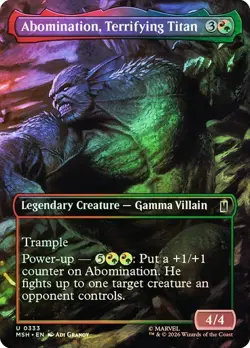 NM Borderless Foil Abomination, Terrifying Titan, MTG, Super Heroes, Magic, 333 - Image 1