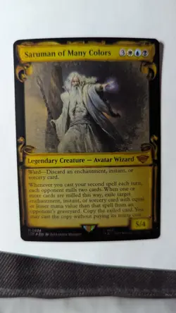 1x Saruman Of Many Colors Showcase Scrolls FOIL NM - Magic MTG LTR x1 - Image 1