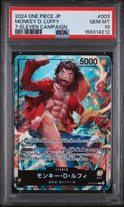 2024 ONE PIECE JAPANESE PROMOS 7-ELEVEN CAMPAIGN #003 MONKEY D. LUFFY PSA 10 - Image 1