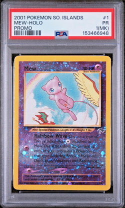 4 SWIRLS PSA 1 MK 2001 Pokemon Southern Islands Mew Promo 1/18 Reverse Holo Foil - Image 1