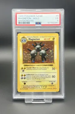 Pokemon Base Set Shadowless Holo Card #9 Magneton PSA 5 - Image 1