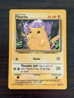 Pikachu 58/102 Base Set Unlimited Pokemon TCG Card English - Image 1
