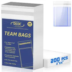 DEDC 200 Pcs Card Sleeves Team Bags for Trading Cards, 200 pcs, Transparency - Image 1