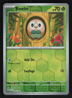 Rowlet 003/064 Common Shrouded Fable Pokemon Reverse Holo NM/M - Image 1
