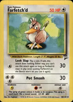 Pokemon Base Set 2 #040/130 Farfetch'd Uncommon Moderately played - Image 1