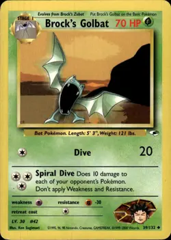 Pokemon Gym Heroes #039/132 Brock's Golbat Uncommon Moderately played B - Image 1