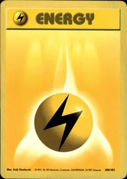 Pokemon Base Set #100/102 Lightning Energy Common Lightly played - Image 1