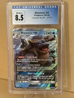 2019 Pokemon Blastoise GX Unbroken Bonds 35/214 BLUE CGC NM/M+ 8.5 - Image 1