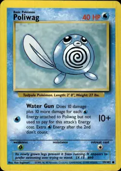 Pokemon Base Set #059/102 Poliwag Common Lightly played - Image 1