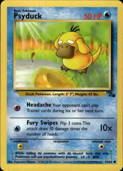 Pokemon Fossil #53/62 Psyduck Common Lightly played - Image 1