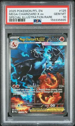 2025 POKEMON PFL EN-PHANTASMAL FLAMES #125 MEGA CHARIZARD X EX PSA 10 - Image 1