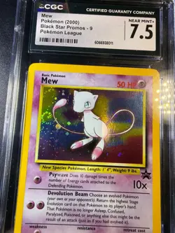 [ CGC 7.5 ] [ SWIRL] 2000 Black Star Mew #9 Holo Promo Pokemon League English - Image 2