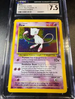 [ CGC 7.5 ] [ SWIRL] 2000 Black Star Mew #9 Holo Promo Pokemon League English - Image 4