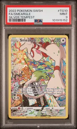 2022 POKEMON SWORD & SHIELD SILVER TEMPEST #TG10 FULL ART/SMEARGLE PSA 9 - Image 1
