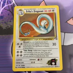 Erika's Dragonair 4/132 Holo Rare Gym Heroes Pokemon Unlimited Hol hp fart swirl - Image 1