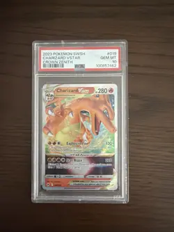 Pokemon TCG Holo Ultra Rare Charizard VSTAR 019/159 PSA 10 Crown Zenith - Image 1
