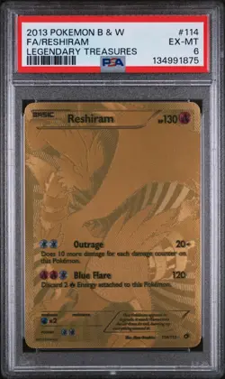 2013 POKEMON BLACK & WHITE LEGENDARY TREASURES #114 FA/RESHIRAM PSA 6 - Image 1