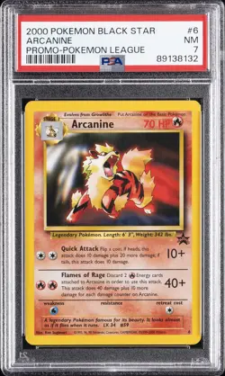 2000 POKEMON PROMO BLACK STAR POKEMON LEAGUE #6 ARCANINE PSA 7 - Image 1