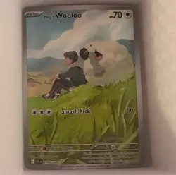 Pokemon Hop's Wooloo Illustration Rare 170/159 SV09 Holo 70 HP Smash Kick - Image 1