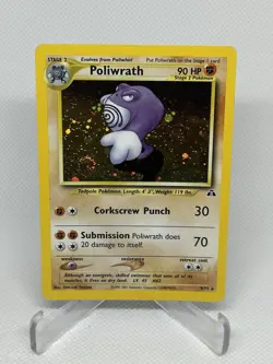 Poliwrath Pokemon WOTC 2001 Neo Discovery 9/75 Holo Swirl & Orb NM - Image 1
