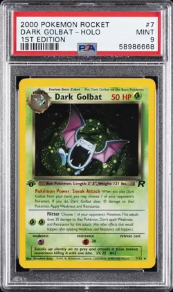 2000 POKEMON ROCKET 1ST EDITION #7 DARK GOLBAT-HOLO PSA 9 - Image 1