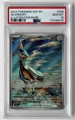 PSA 10 Skarmory 209/191 SV08 Surging Sparks Illustration Rare - Pokemon TCG - Image 1