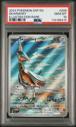 PSA 10 Skarmory 209/191 SV08 Surging Sparks Illustration Rare - Pokemon TCG - Image 4