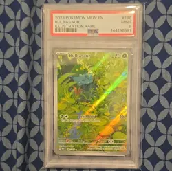 Pokemon 2023 Bulbasaur 166/165 SV 151 English Holo Illustration Rare PSA 9 - Image 1