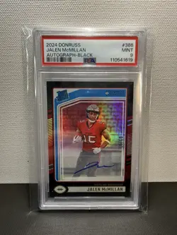 2024 Panini Donruss Jalen McMillan Rated Rookie Black Auto /10 PSA 9 Color Match - Image 1