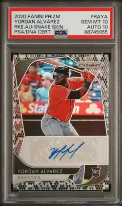 Yordan Alvarez - 2020 Panini Prizm RAYA Auto Snake Skin 17/20 RC PSA 10/10 POP 1 - Image 1