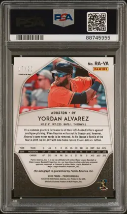 Yordan Alvarez - 2020 Panini Prizm RAYA Auto Snake Skin 17/20 RC PSA 10/10 POP 1 - Image 2