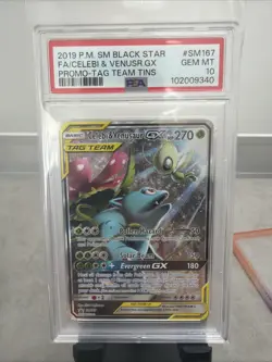Celebi & Venusaur GX Tag Team SM167 Black Star PSA 10 - Image 1